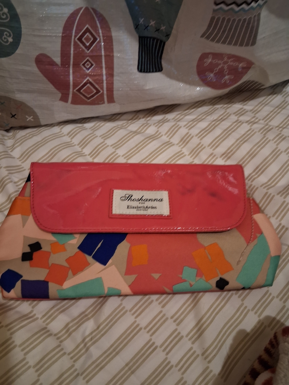 Shoshanna Coral Multicolor Abstract Fold-Over Clutch